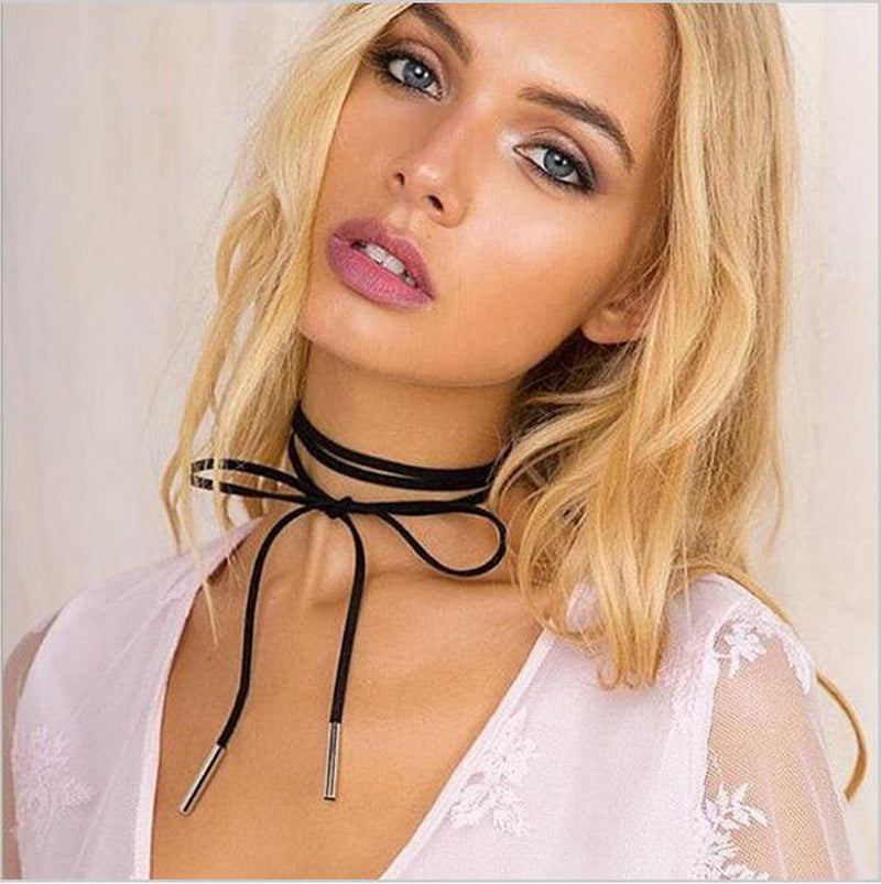 Velvet Black Tie Choker - whimsyandever