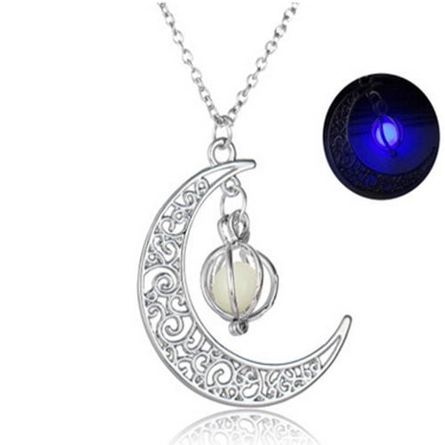 Glowing Crescent Moon Necklace - whimsyandever