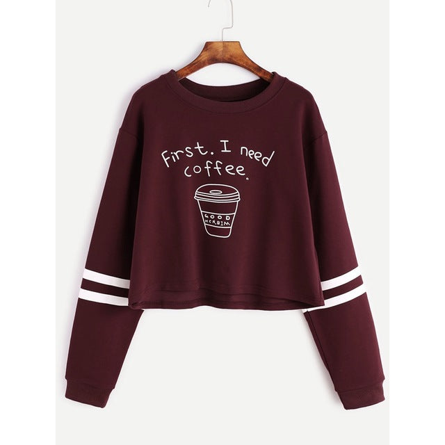 First I Need Coffee Sweatshirt - whimsyandever
